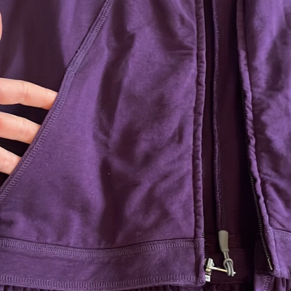 Athleta Full Zip Detachable Peplum Hem Purple Sweatshirt Size Medium - Picture 5 of 8